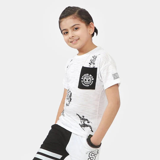 Dress Your Little Man in Style with BOYS COTTON T-SHIRT CHARACTER - WHITE